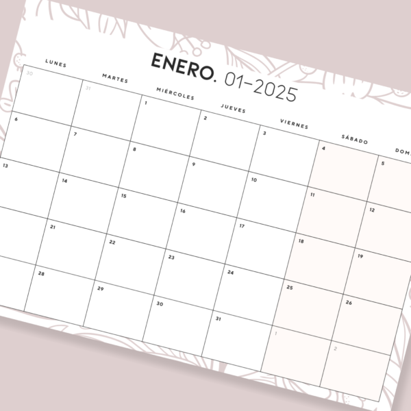 Calendario Mensual Planificador Imprimible 2025 - Imagen 2
